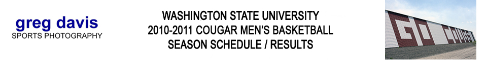 Washington State University 2010-2011 Men's Basketball Schedule/Results